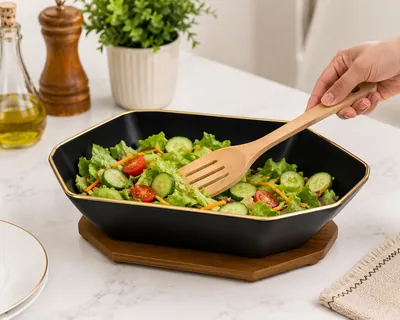 Serving bowl with bamboo spoon