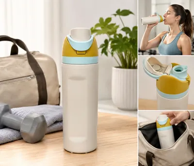 Plastic water bottle with handle
