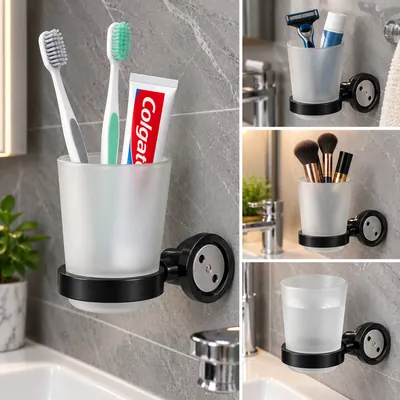 Toothbrush holder with cup