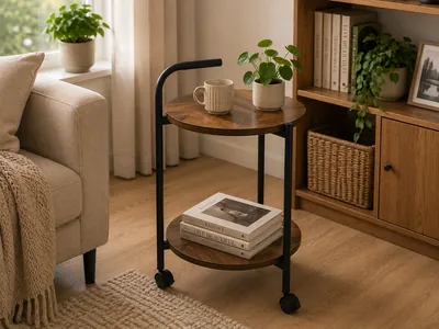 Round Two-Tier Serving Cart