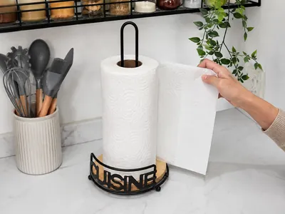 Paper napkin holder with wooden base