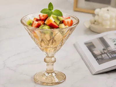 Glass Ice Cream Cup with Base