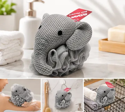 Kids’ elephant bath loofah