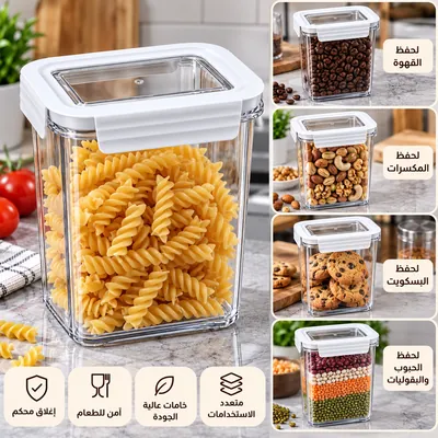 Transparent storage container with white lid