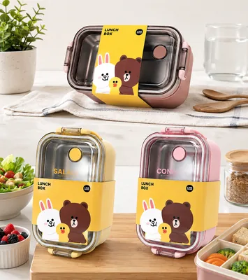 Two-tone rectangular lunch box with transparent lid