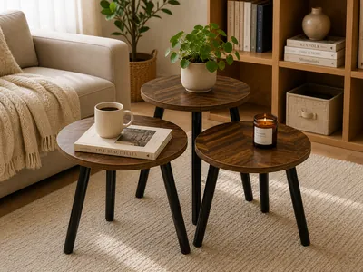 Round Wooden Table Set