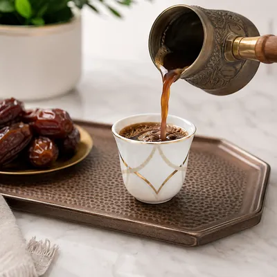 Beige Porcelain Coffee Cup Set