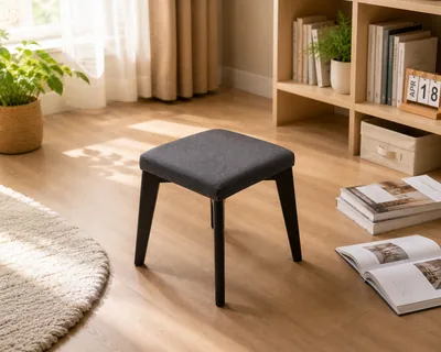 Wooden chair with pouf