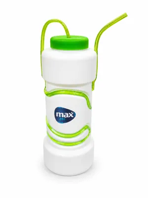 Plastic water bottle with straw