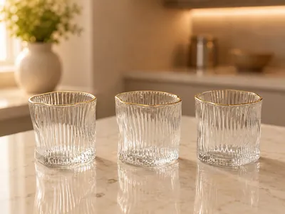 Striped Glasses with Gold Rim