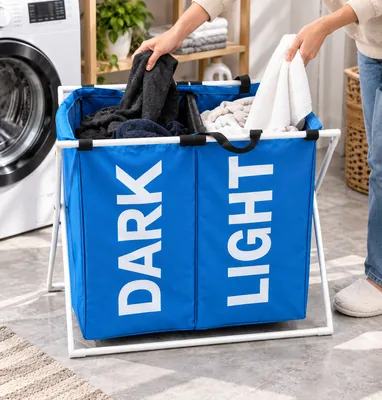 Fabric laundry basket with stand