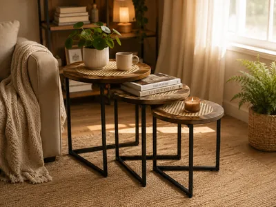 Round Nesting Coffee Table Set