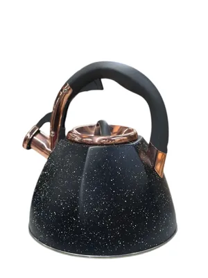 Granite teapot with a gold lid
