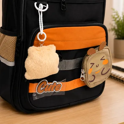 School backpack with doll
