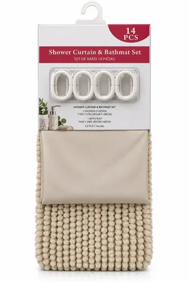 Bathroom Curtain & Mat Set