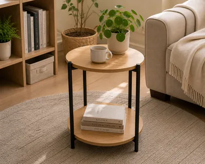Two-Tier Round Wooden Table