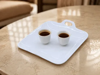 Square porcelain tray with handle