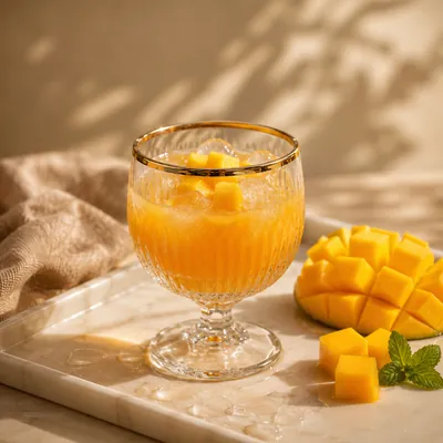 Glass cup with a gold rim