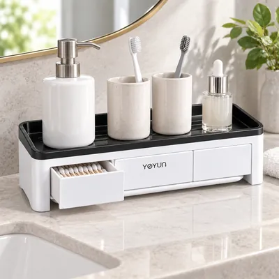 Bathroom shelf with drawers