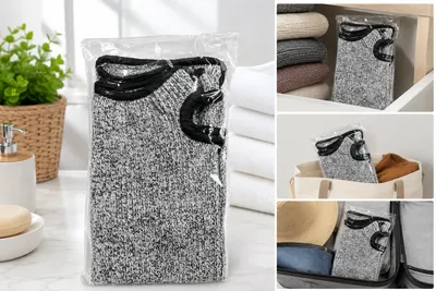 Long gray wool gloves