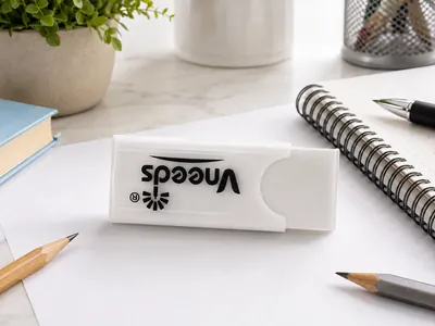White eraser in a transparent case