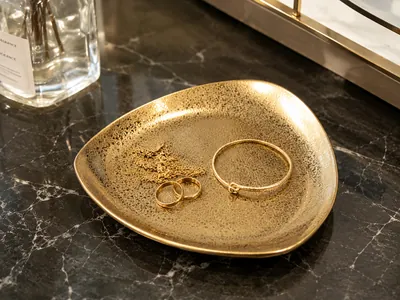 Triangle-Shaped Gold Serving Set