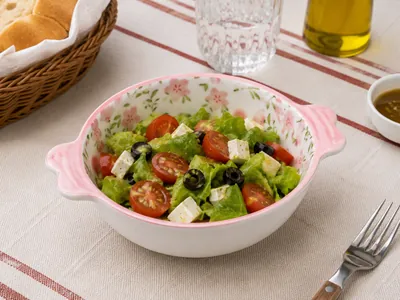 Floral Porcelain Bowl with Handles