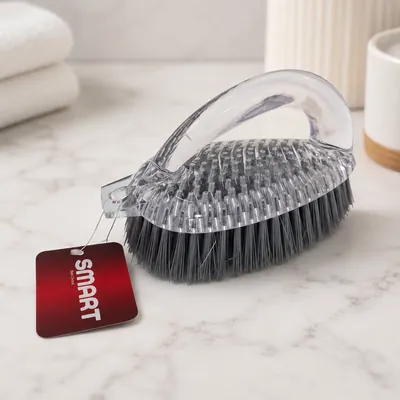Cleaning brush with transparent handle