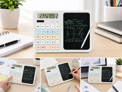 Calculator with writing tablet