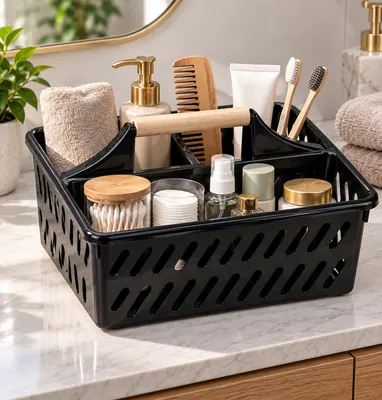 Plastic Organizer with Wooden Handle