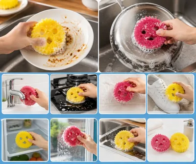 Smart dishwashing scrub sponge