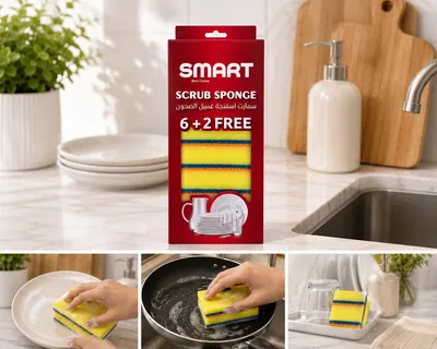 Smart Scrub Sponges 6+2 Pack