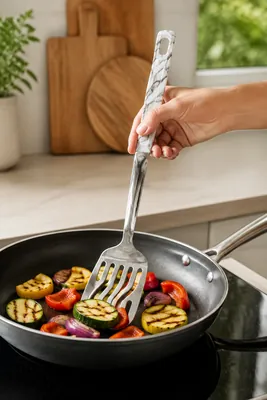 Silver slotted spatula