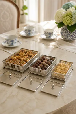 Square Serving Trays with Gold Frame