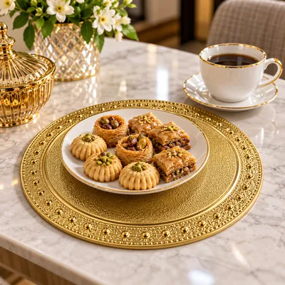 مجموعة كوستر ذهبية وفضية