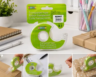 Clear adhesive tape with cutter