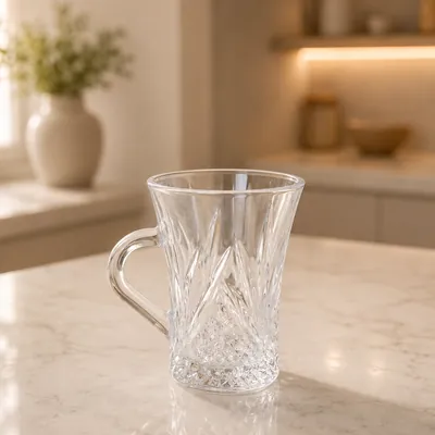 Decorated tea cup with handle
