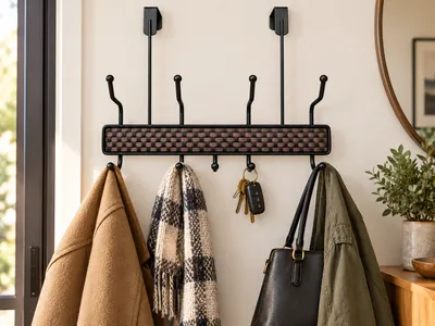 Metal Wall Hook Rack (4 Hooks)