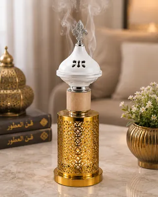 Decorated Gold Column Incense Burner