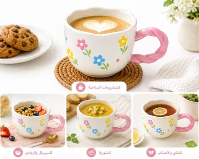 Ceramic Mug with Floral Patterns
