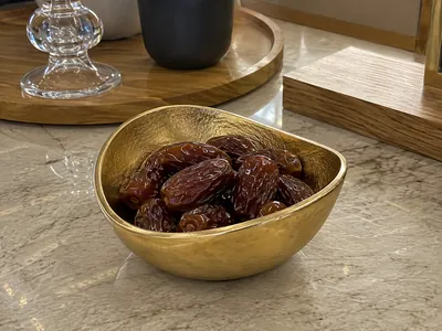 Wooden Serving Tray Set with Metal Bowls