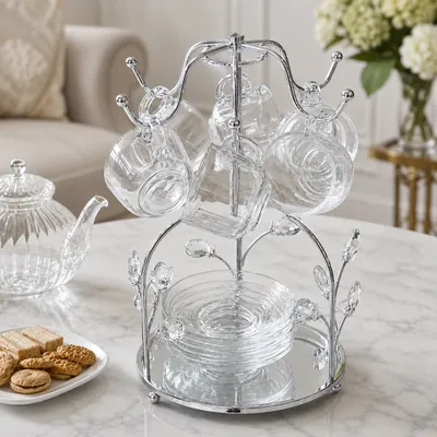 Gold cup holder with 6 cups