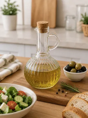 Glass pitcher with wooden lid