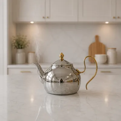 Silver Teapot with Gold Handle