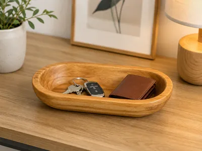 Oval wooden bowl