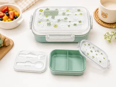 Lunch box with spoon and fork