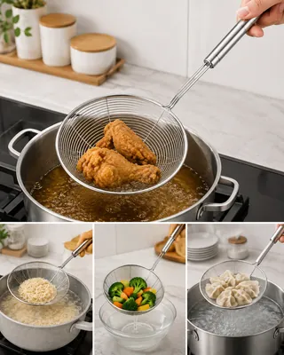 Frying skimmer ladle