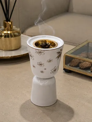 Porcelain incense burner with floral pattern