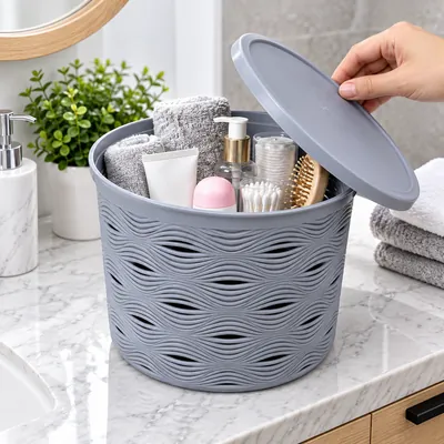 Round storage box with lid