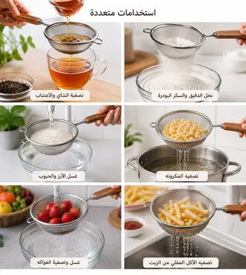 Handheld strainer with wooden handle